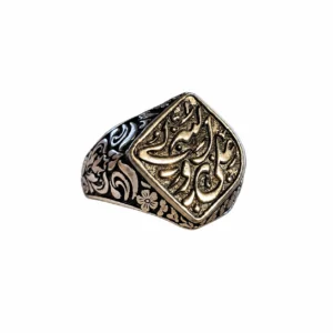 انگشتر تمام نقره علی ولی‌الله با رکاب طرح نقطه