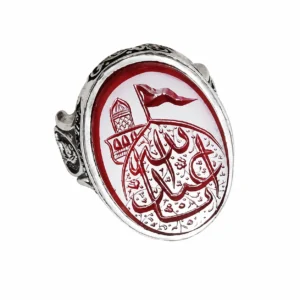 انگشتر نقره مردانه طرح یا اباعبدالله و حرم امام حسین (ع)